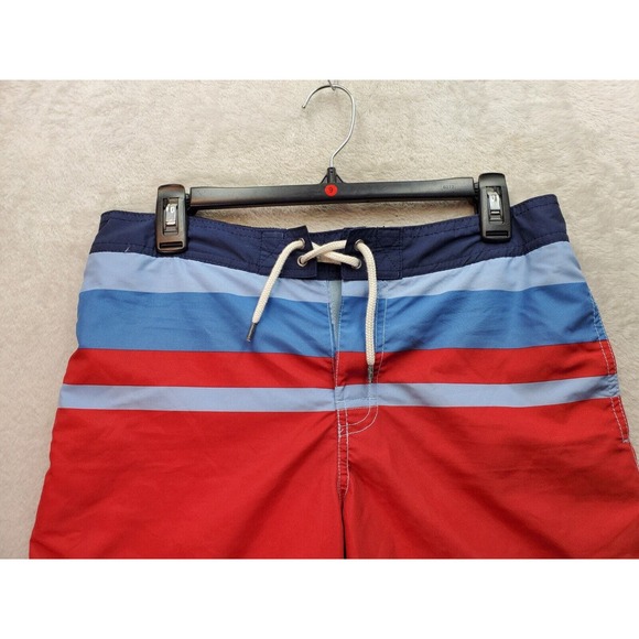 Polo Ralph Lauren Swim Shorts‎ Men's Red Blue Striped Lined Slit Logo Drawstring - Picture 3 of 6
